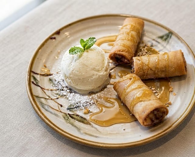 Fried Bananas with Ice Cream.