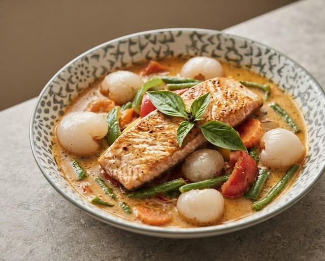 Lychee Salmon Panang Curry.