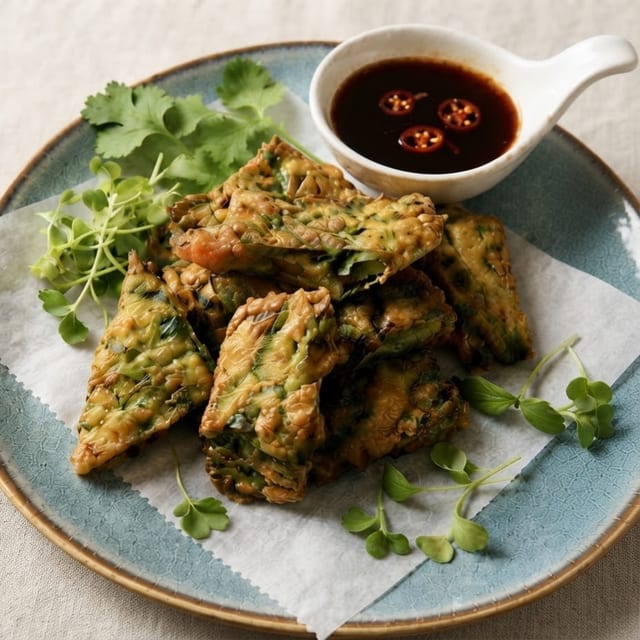 Crispy Chive Pancakes.